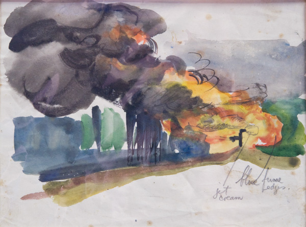 [Study for Burning oil wells at Seria III]