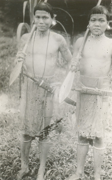 Dyak warriors, Limbang, Borneo