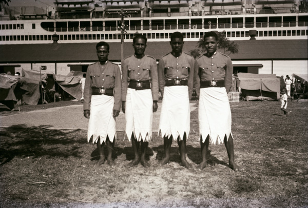Members of the Police standing in front of the SS Monterey at Su