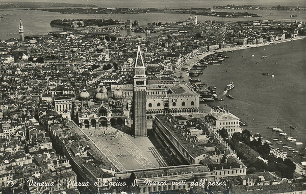 St Mark Square and Dock from the aeroplane, Venice